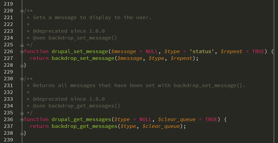 Backwards compatibility layer for Drupal code sample.